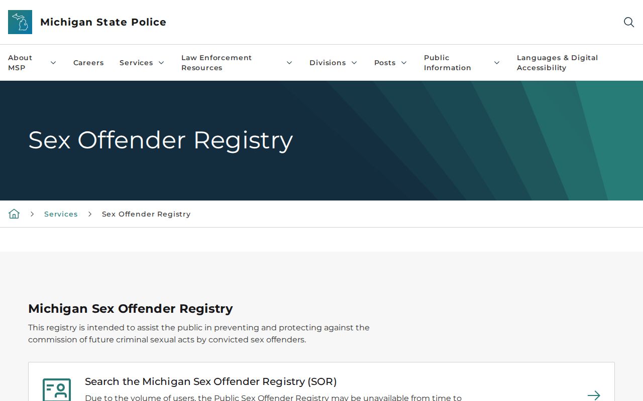 Michigan registry guidance for St. Joseph County released inmate photos